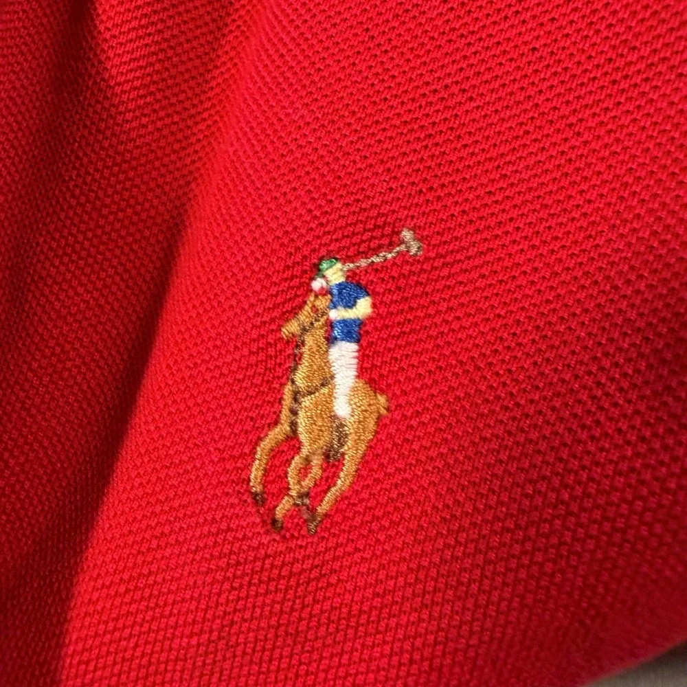 Polo Ralph Lauren Mens Red Pima Cotton Short Sleeve Polo Shirt Size M Multi Pony